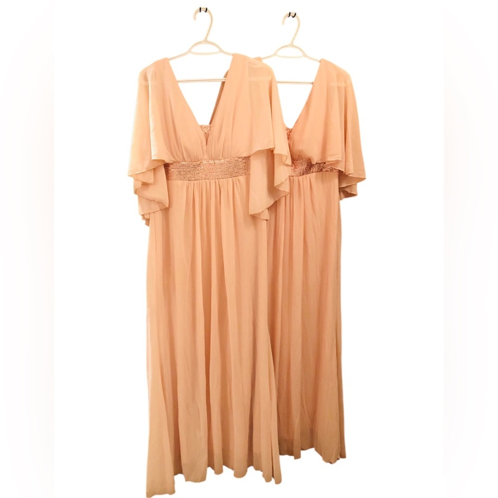 Two Elegant Peach Maxi Bridal Dresses